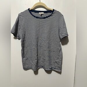 Ella Moss Navy and White Striped Top